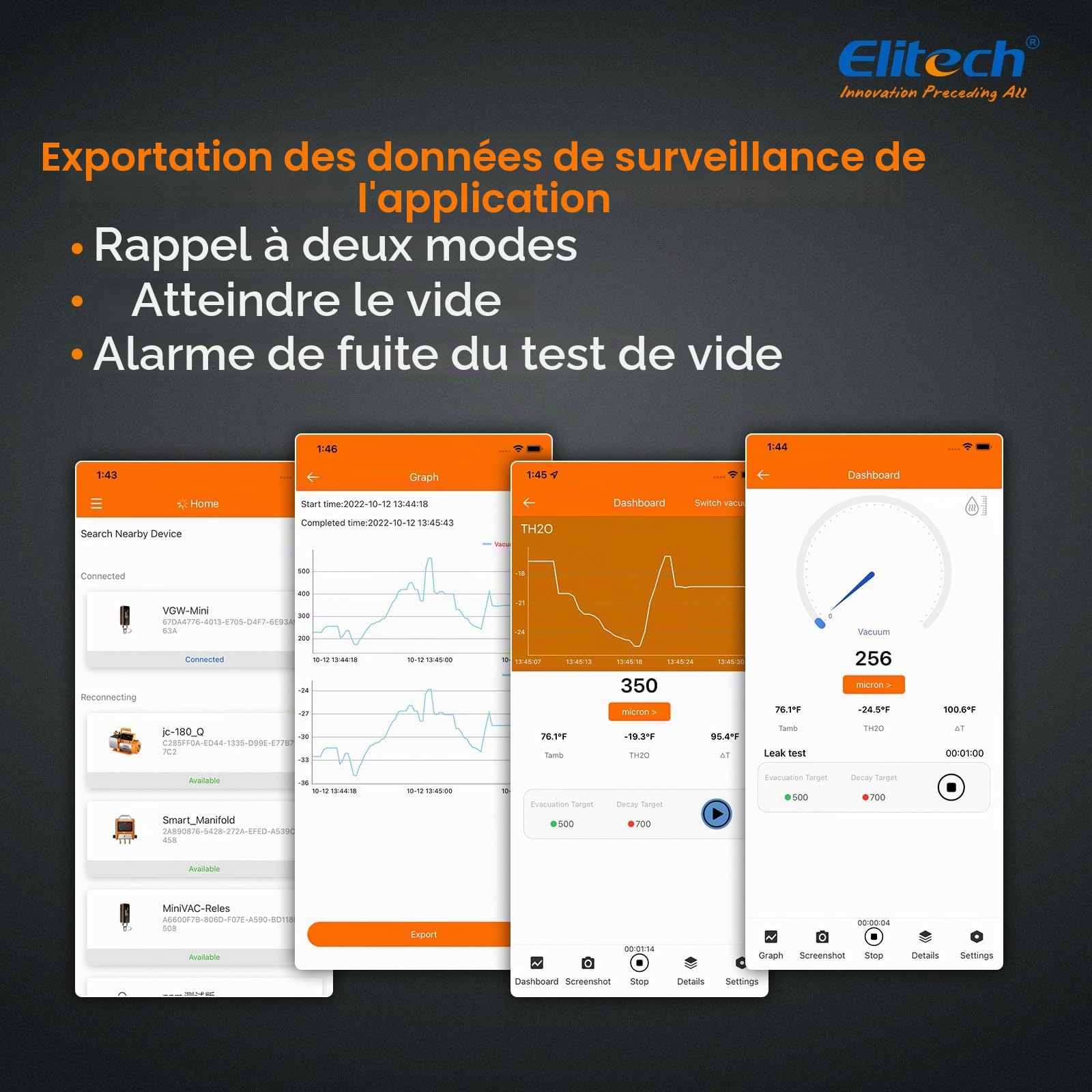 Elitech Vacuomètre Numérique Vacuum Gauge 1/4" SAE - Jauge à Vide Numérique de 1 à 19 000 Microns Appareil de Mesure de Vide pour Clim HVAC VGW-mini