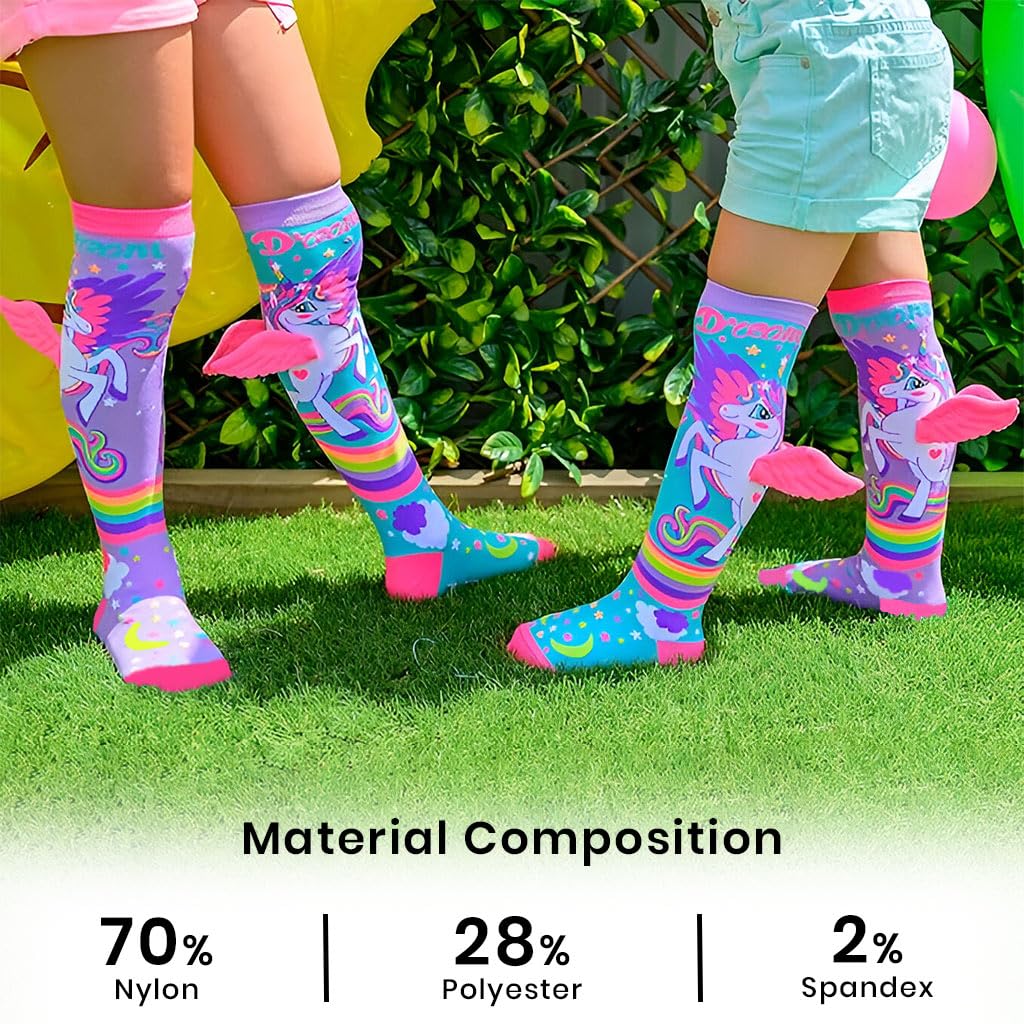 TECPHILE Girls Nylon Knee-High Socks 3D Design Unicorn Printed With Soft Wings Colorful Pony Long Socks For Kids School Girl Super Comfortable And Stretchy - Age Of 3 To 12 Years (1 Pair), Black - Image 6 thumbnail