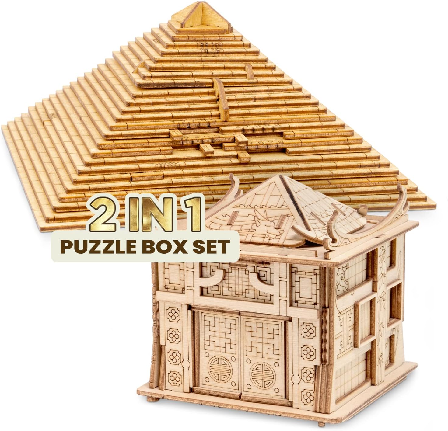 ESC WELT Ancient Secrets Set - Escape Room in a Box - Brain Teaser Puzzles for Adults & Kids - Puzzle Box with Hidden Compartment - Cash Money Puzzle Box - Wooden Puzzle Boxes : Toys & Games