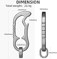 Vista 2 de TISUR Titanium Carabiner Keychain Clip, Heavy Duty EDC Carabiner, Anti-Lost Key Ring Holder, Mens Key Chain Hooks
