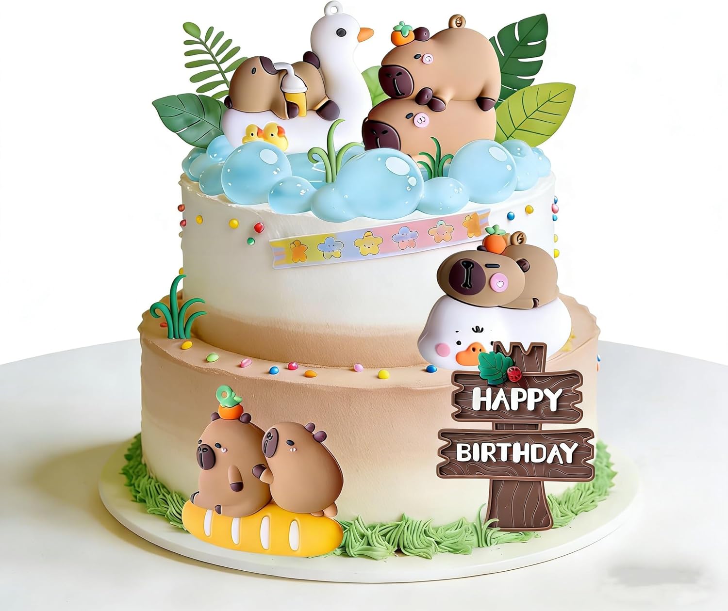 JeVenis Capybara Cake Toppers Mini Blowfish Party Supplies for Capybara Birthday Party Supplies Capybara Cake Decorations Baby Shower Party Favors