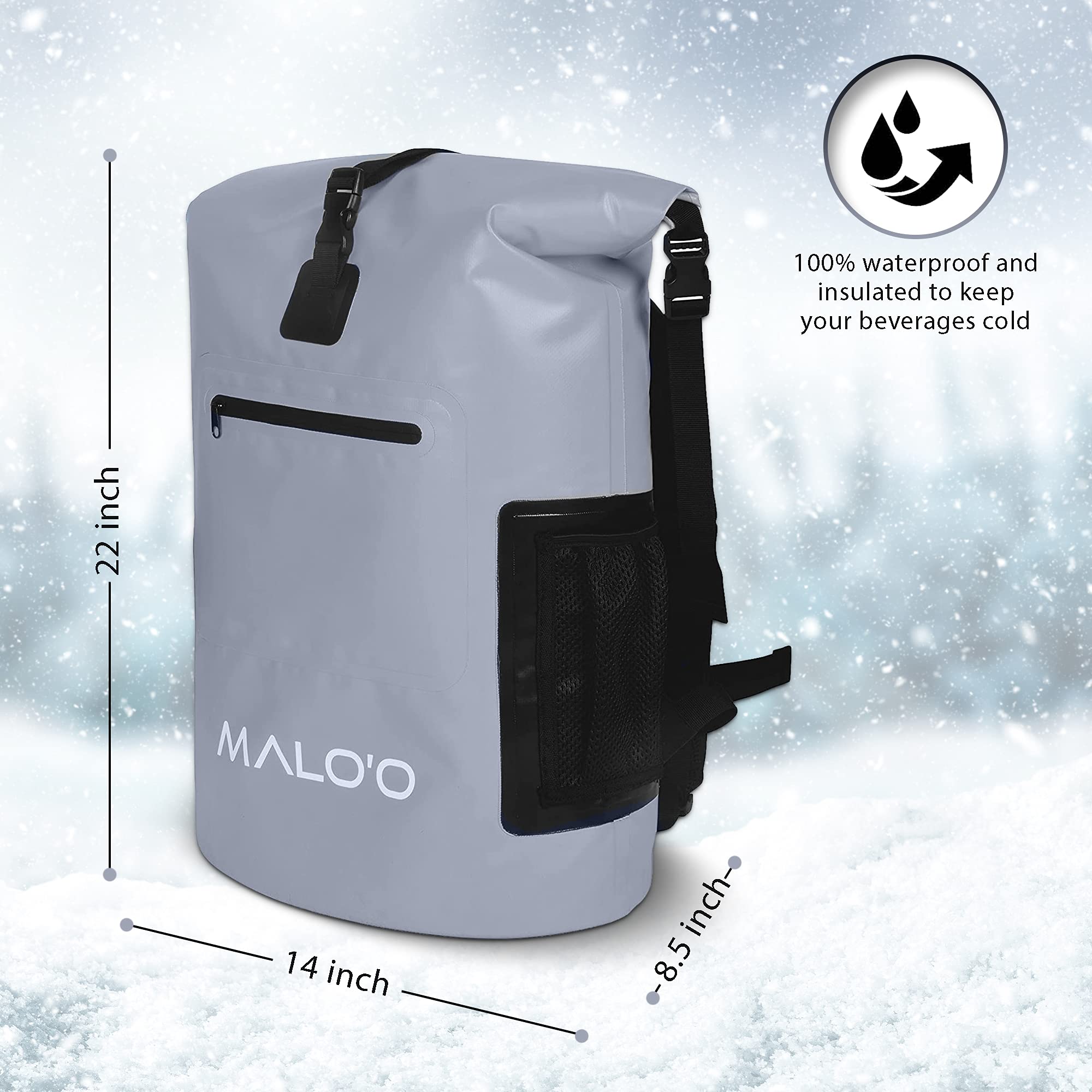 Malo'o Backpack Cooler - 30L Soft-Sided Insulated Dry Bag For Outdoor Adventures (Dark Blue)