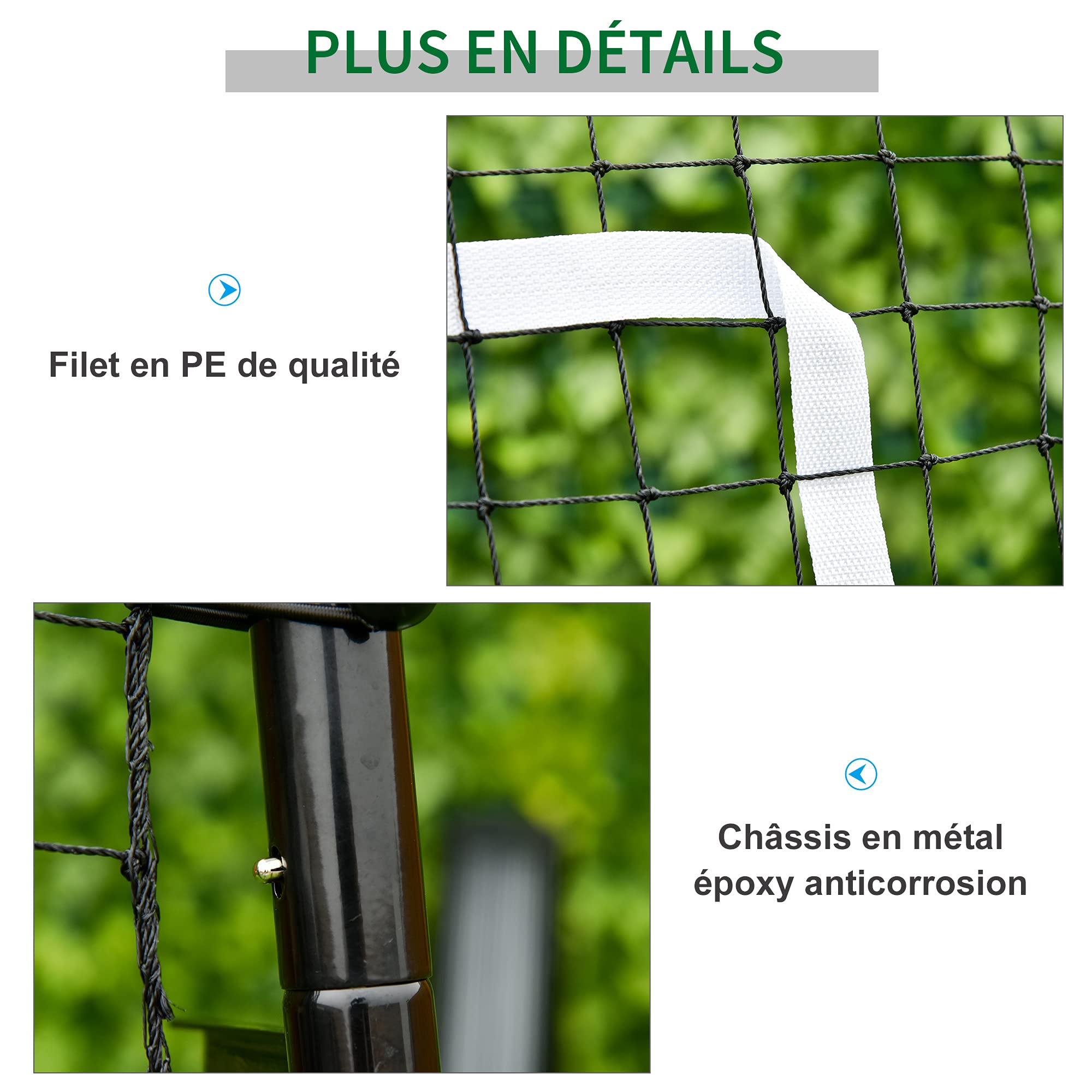 HOMCOM Filet de Rebond de Football Ajustable Hauteur Angle réglables Pliable 123 x 73 x 178,5 cm Noir Blanc
