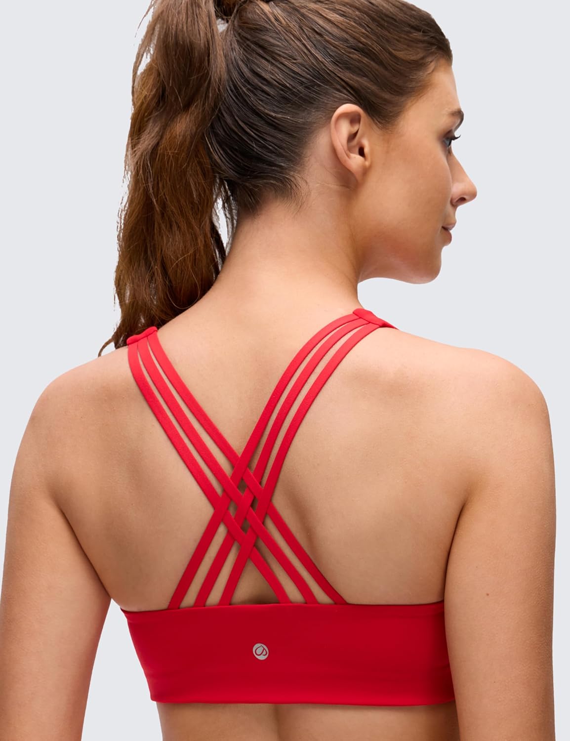 CRZ YOGA Butterluxe Strappy Sports Bras for Women - Padded V Neck Wireless Criss Cross Back Yoga Top - Image 3