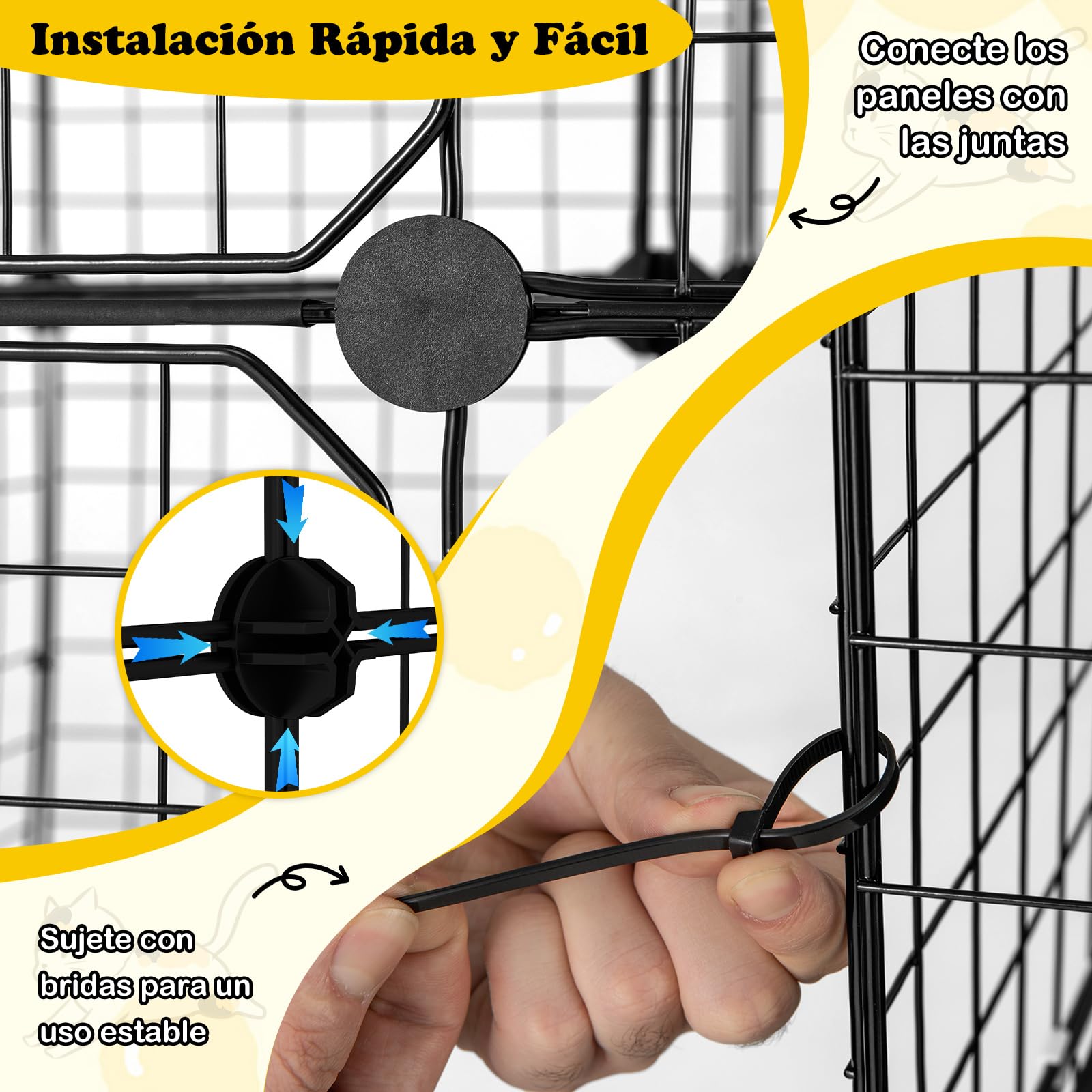 COSTWAY Jaula Grande de 3/4 Niveles para Gatos Con Hamaca, 3 Escaleras, 4 Puertas y Ventana en el Techo, Estructura Metálica de Interior (74 x 74 x 107 cm)