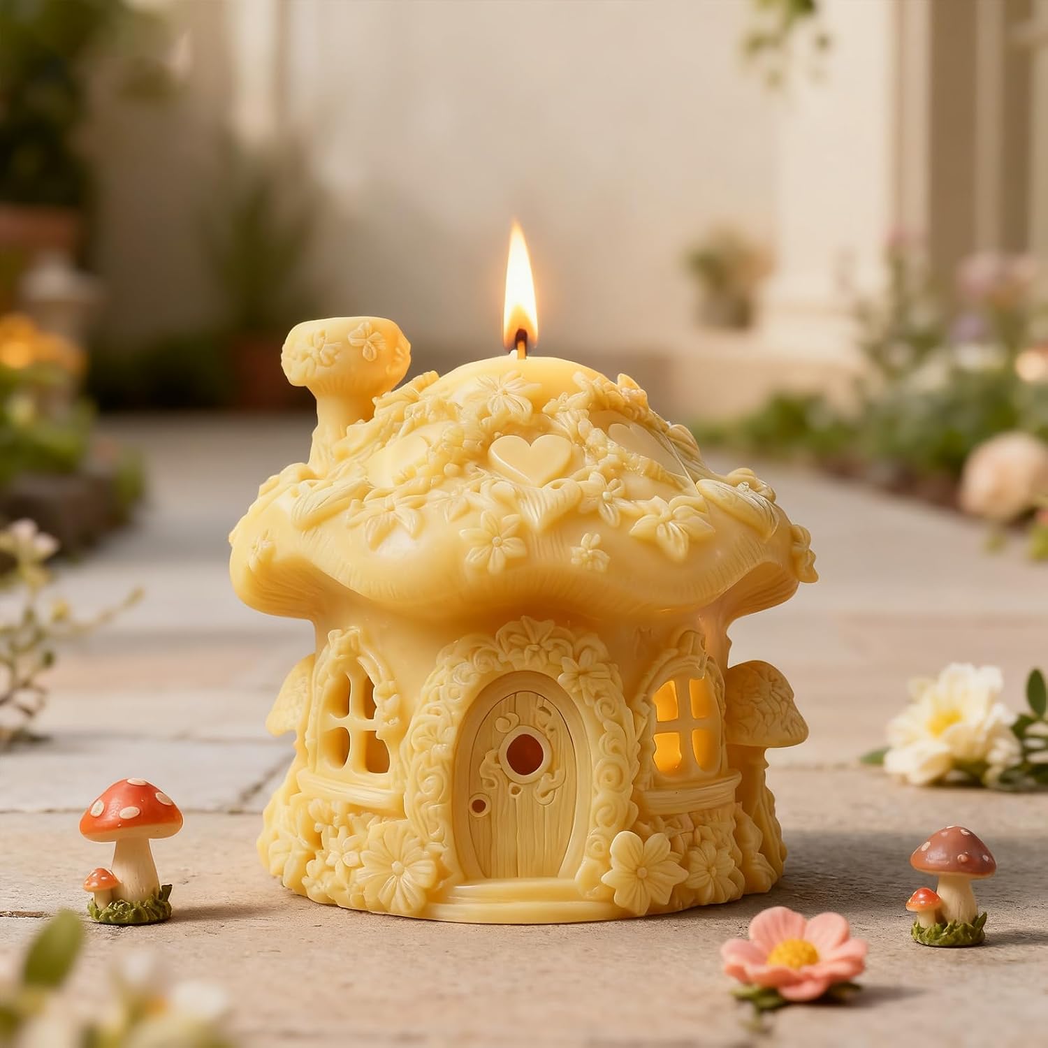 Mushroom Fairy House Garden Decor Candle Mold, Mushroom Shaped Silicone Mold for Candle Making, Epoxy Resin Casting Molds for DIY Resin Craft, Handmade Wax & Home Decoration