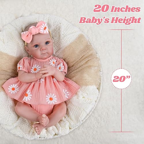 Miniatura 6 de UOFTKIZ Muñecas de bebé Reborn realistas de 20 pulgadas con detalles realistas y cuerpo pesado, regalo perfecto para niños de más de 3 años, abuela,