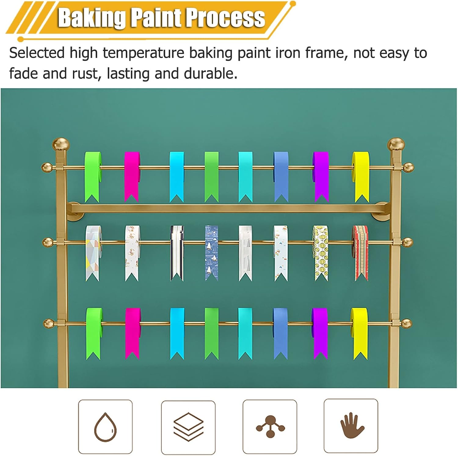 Wall Mounted Ribbon Rack Ribbon Storage Organizer, Wall Mounted Metal Scarf Rack Multicolor 70-100cm(Black,Length-100cm/39.3in)