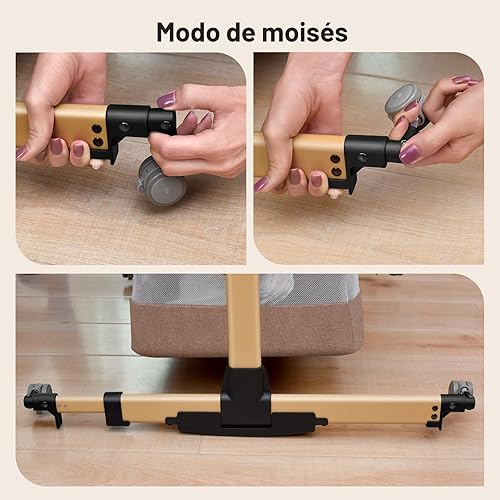 Vista 7 de Cuna de bebé 3 en 1, cuna de moisés junto a la cama, cuna portátil ajustable para bebés recién nacidos, color caqui