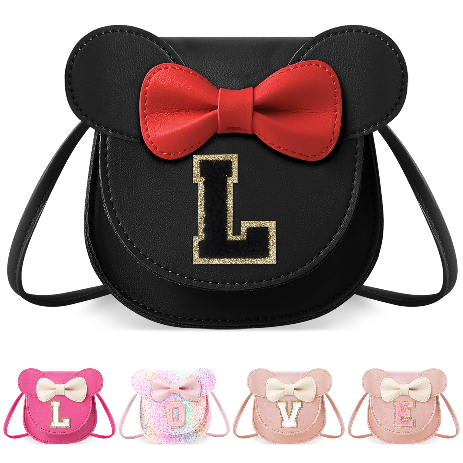 Little Girl Toddler Purse - Cute Mouse Ear Bow Crossbody Bag for 2-8 Year Olds - Birthday Gift