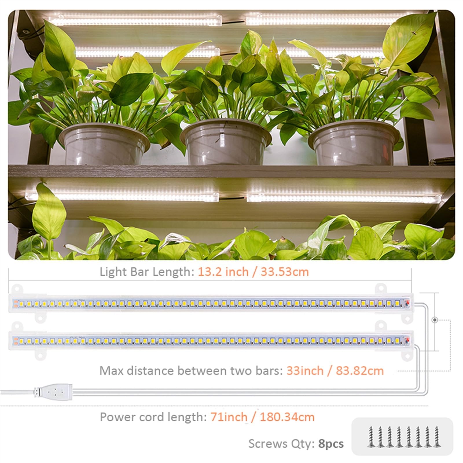 Lampa do Roślin, Wewnętrzne paski świetlne Led do uprawy 40W Phytolamp dla roślin 4 szt. Bary pełne biała dioda LED Timer lampa fito hydroponiczna ściemnialna listwa(One set with 4 bars)