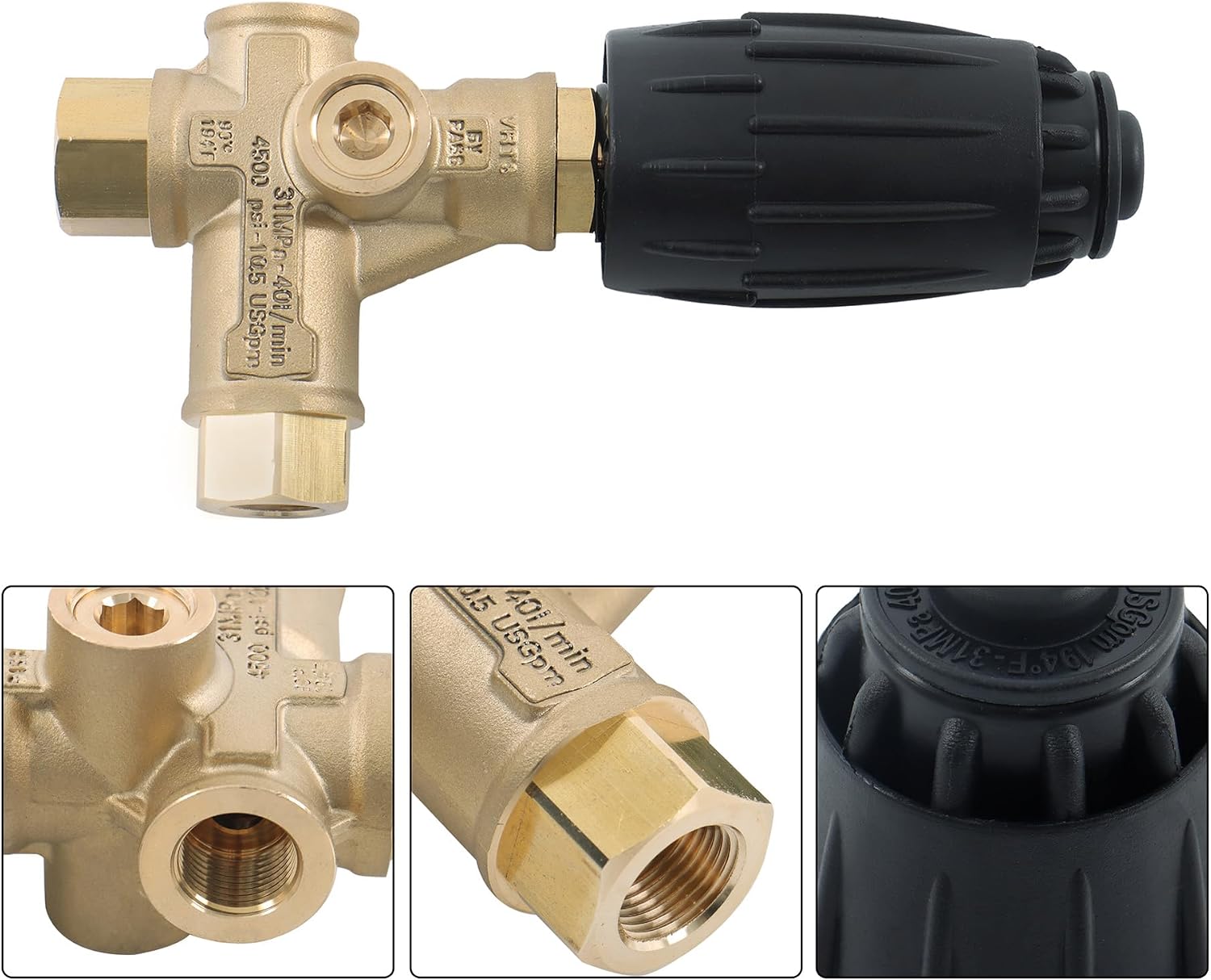 VRT3-310 8GPM 4350 PSI 3/8 Inch FNPT Trapped Pressure Unloader Valve Replacement for Use with Many Pressure Washers 2Pcs