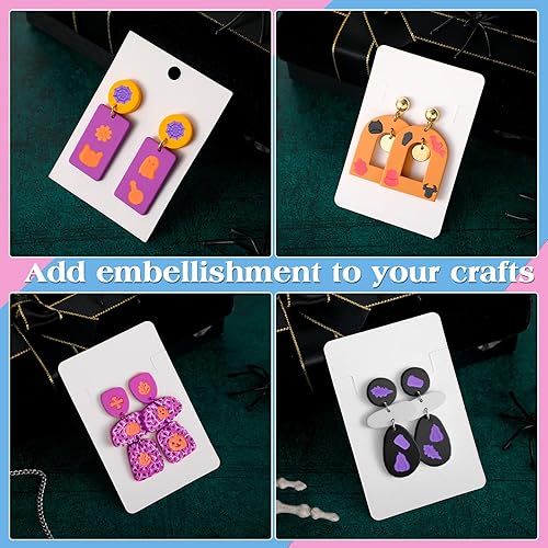 Miniatura 2 de BBTO 36 piezas de cortadores de arcilla polimérica de Halloween para aretes, joyas, pequeños murciélagos de plástico, calabazas, sombreros de bruja,