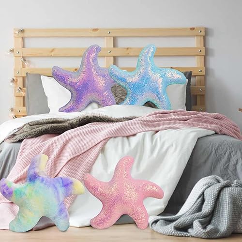 Miniatura 9 de Btargot Almohada ligera con lentejuelas y estrellas de mar, 1 pieza, con forma de estrella de mar de playa, bonita almohada decorativa para