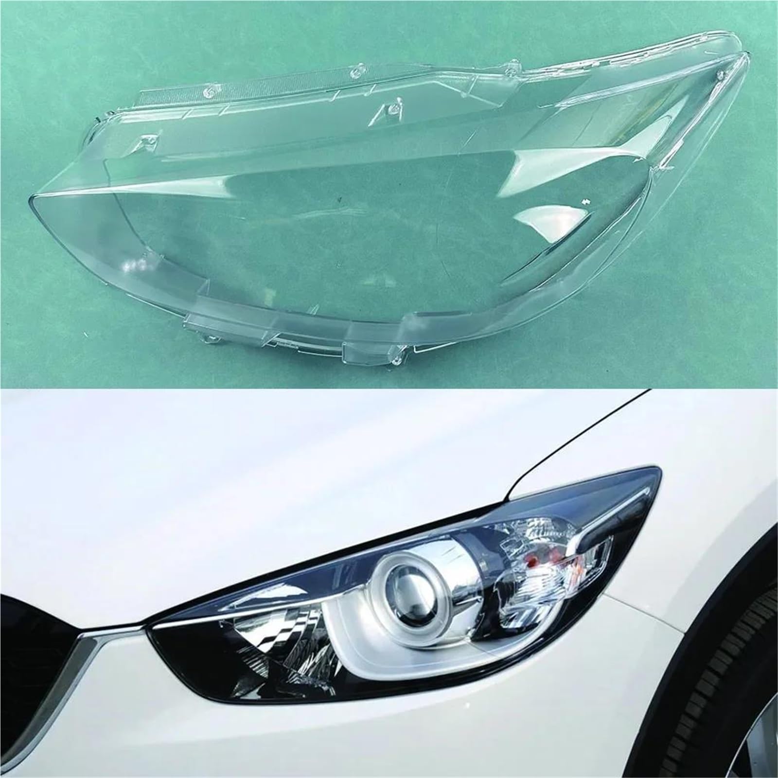 Generico Fari Anteriori Per Mazda Per CX-5 Per CX5 2013-2016 Auto Faro Anteriore In Vetro Fari Paralume Trasparente Lampada Borsette Lente Copertura(Sinistra)