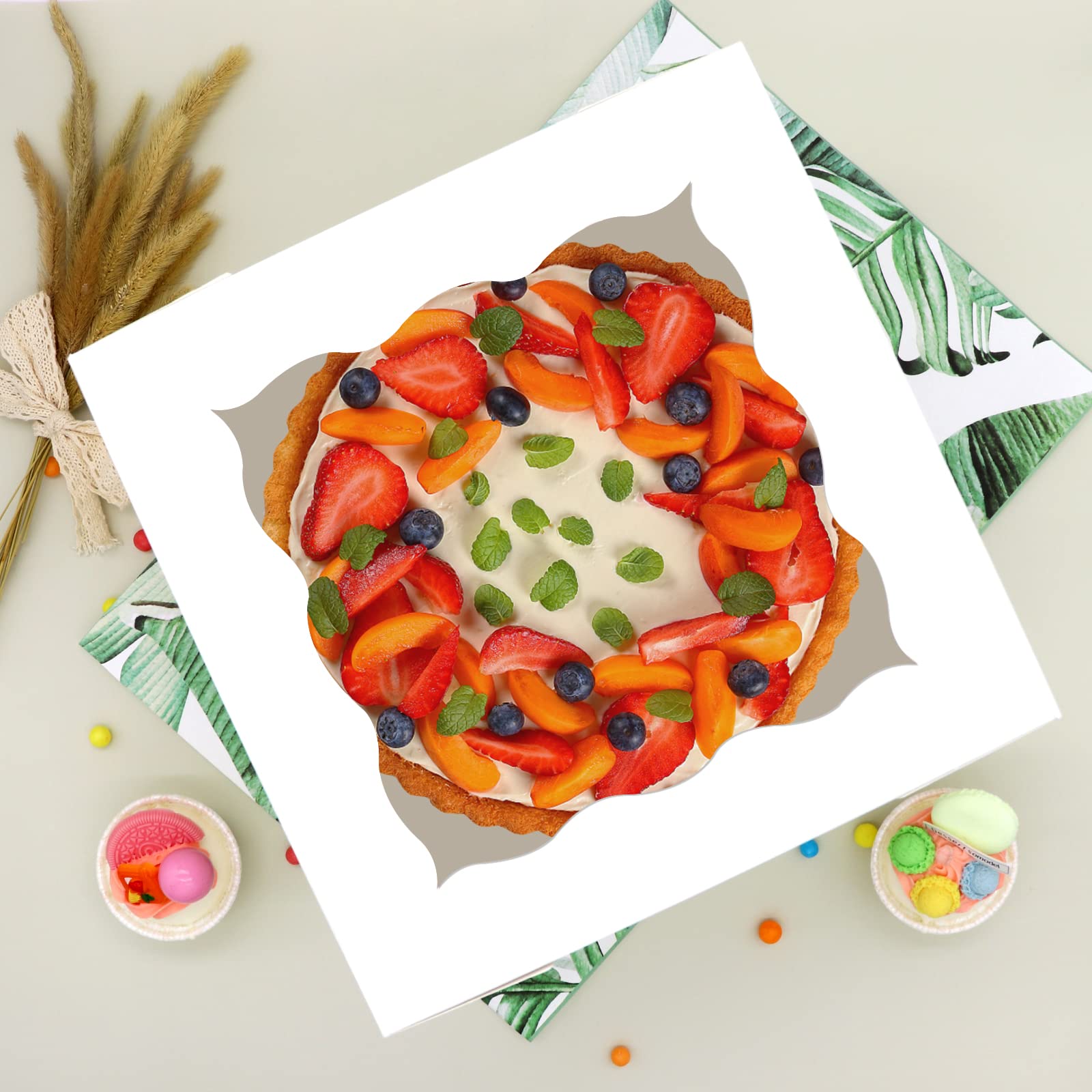 5 Stück Kuchenboxen Mit Platten – 25,4x25,4x20,3 Cm, Mit Sichtfenster, Für Torten & Cupcakes