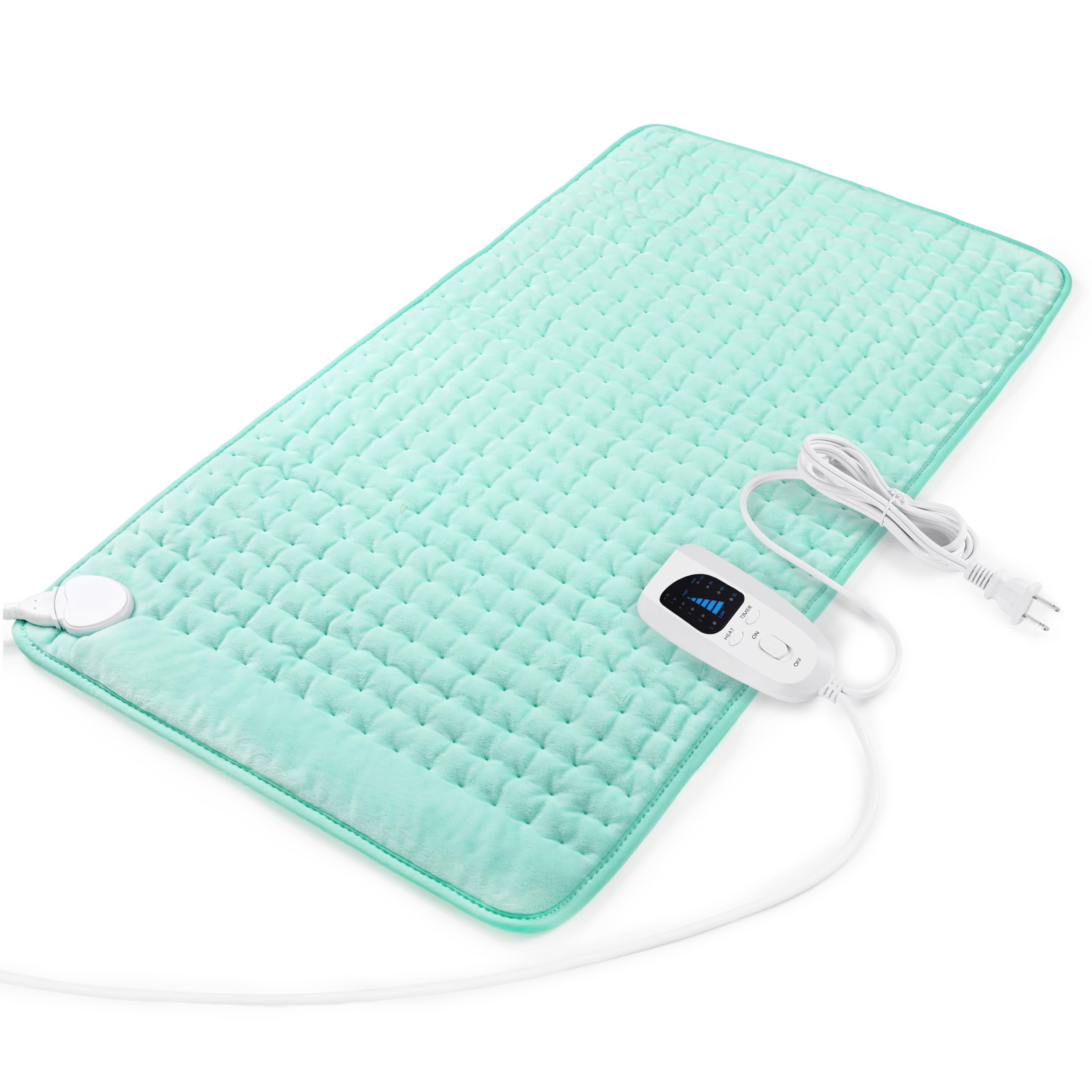 Deepsoon Heating Pad,Electric Heating Pads for Back,Neck,Abdomen,Moist Heating Pad for Shoulder,Knee,Arms,Legs,Dry/Moist Heat &amp; Auto Shut Off,Christmas Gifts for Men and Women,Light Green,33x17 Inch