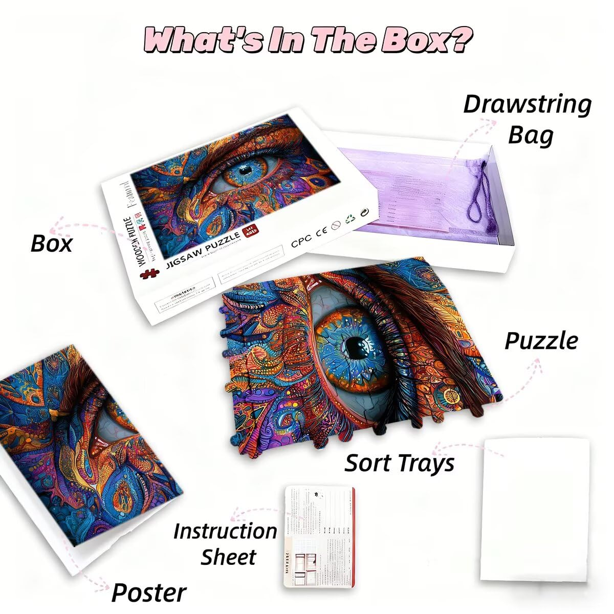 Puzzle 3000 sztuk Abstrakcyjne Puzzle Oko Wymiary 122x81 cm Puzzle Dla Dorosłych Kreatywna Rozrywka, Śmieszne Klasyczne Puzzle Zabawki Edukacyjne Oryginalne Prezenty Dla Kobiet D-28