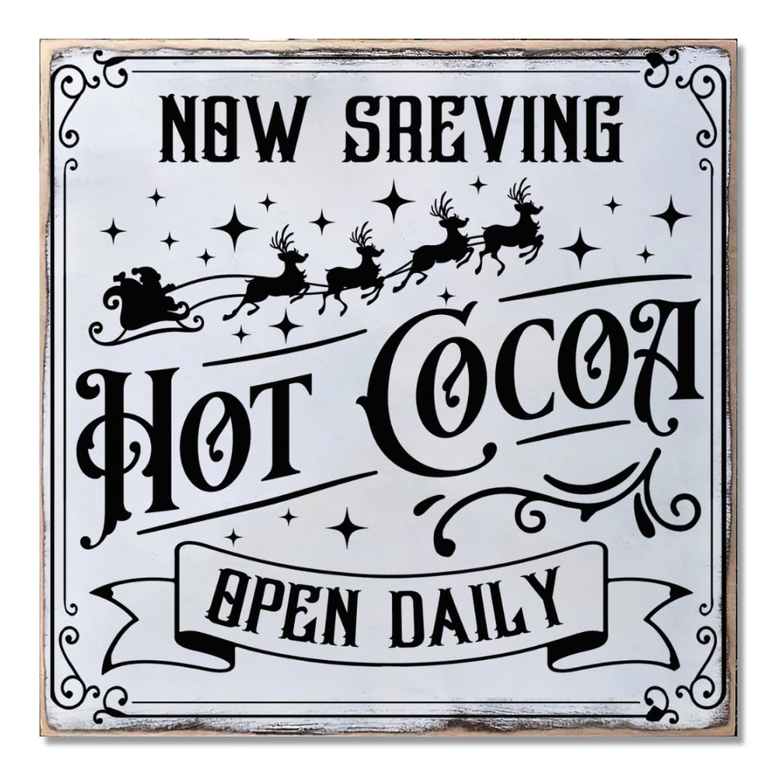 Plaque en bois de décoration de vacances Hot Cocoa de 40,6 cm au design vintage raffiné