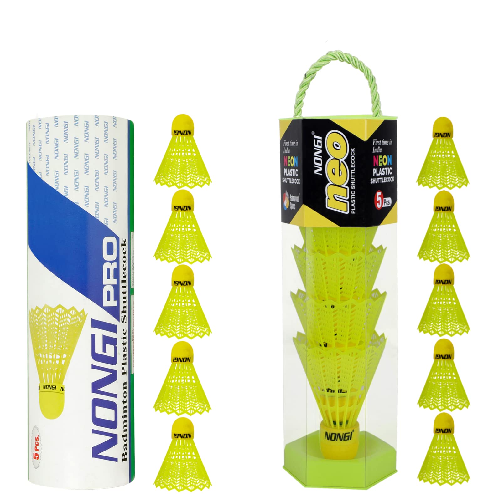 NONGI Neo and Pro Badminton Shuttlecocks Combo for Indoor and Outdoor Sports, Pack of 10, 5 pcs Yellow Shuttlecockes (NEO) and 5pcs Yellow Colored Cork Shuttle (PRO), Speed Medium (77) (B0B9JTV9KB) Amazon Price History, Amazon Price Tracker