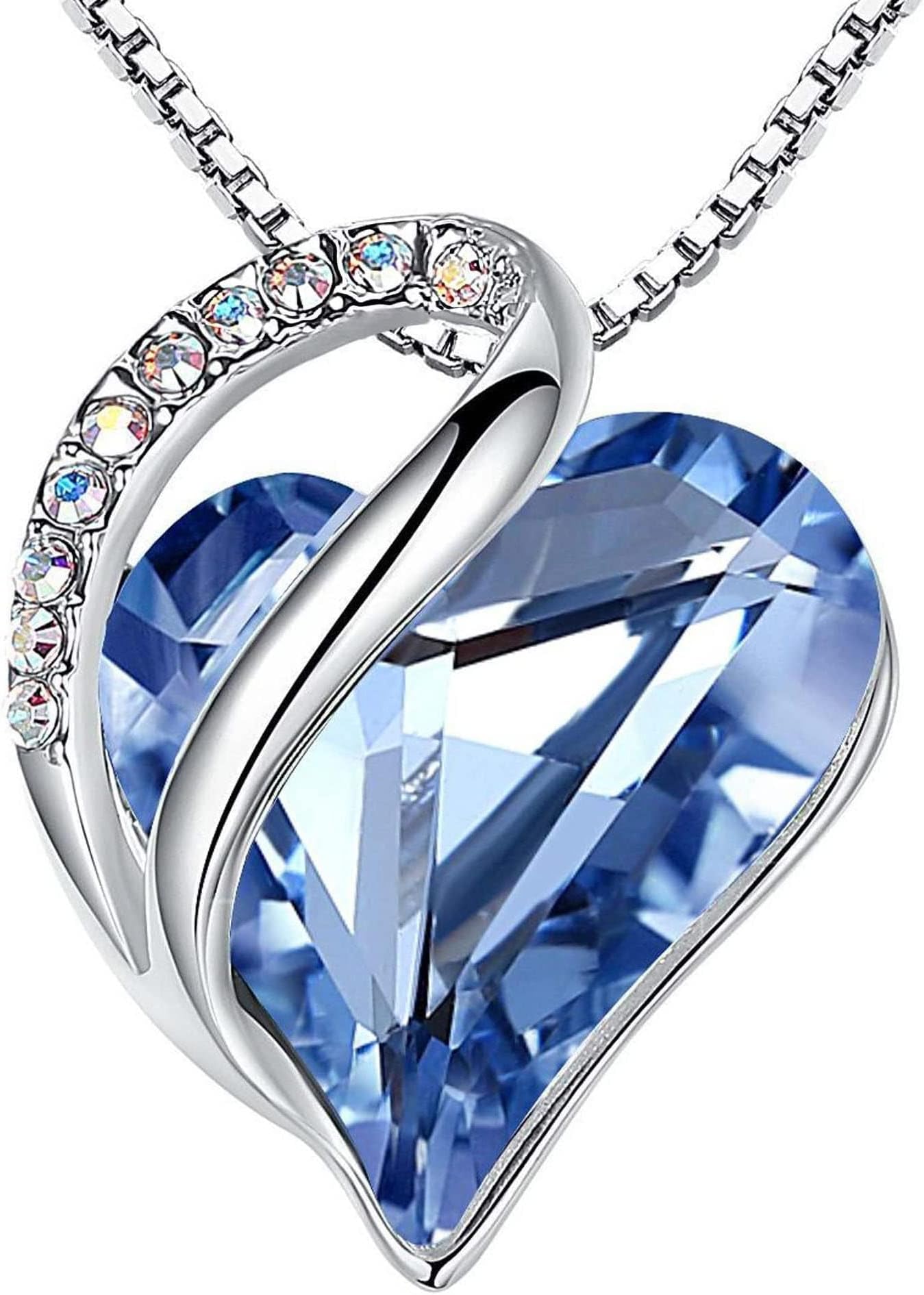 Mother's Day Necklace for Women, Infinity Love Birthstone Heart Pendant with Healing Crystals, Allergy-Free Jewellery with Gift Box, Silver-Tone