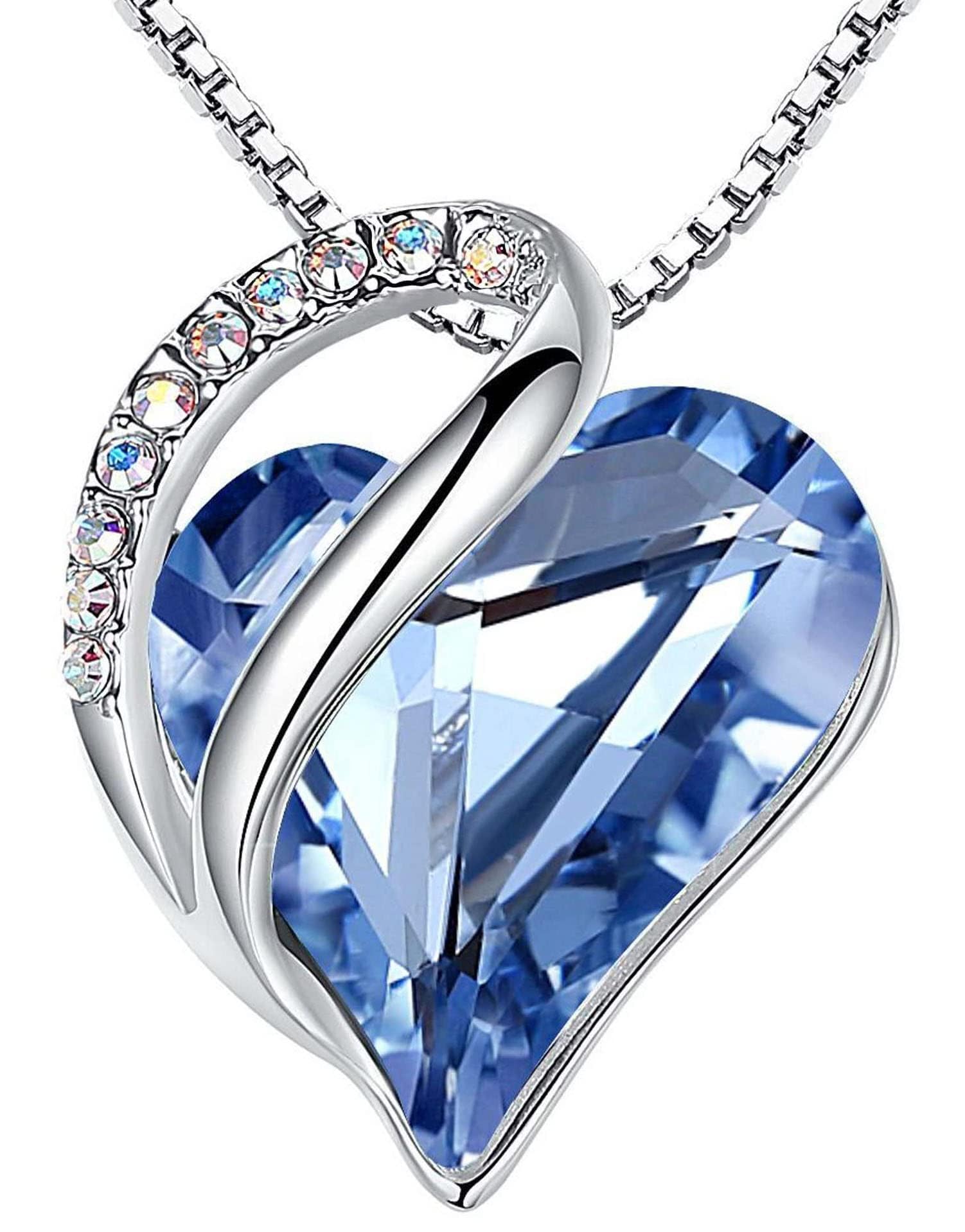 Leafael Infinity Love Heart Pendant Necklace with Birthstone Crystal 12 Months Jewelry Gift for Women Silver Tone 18"+2", Metal Crystal Rhinestone Stone,, Cubic Zirconia Crystal, No Gemstone