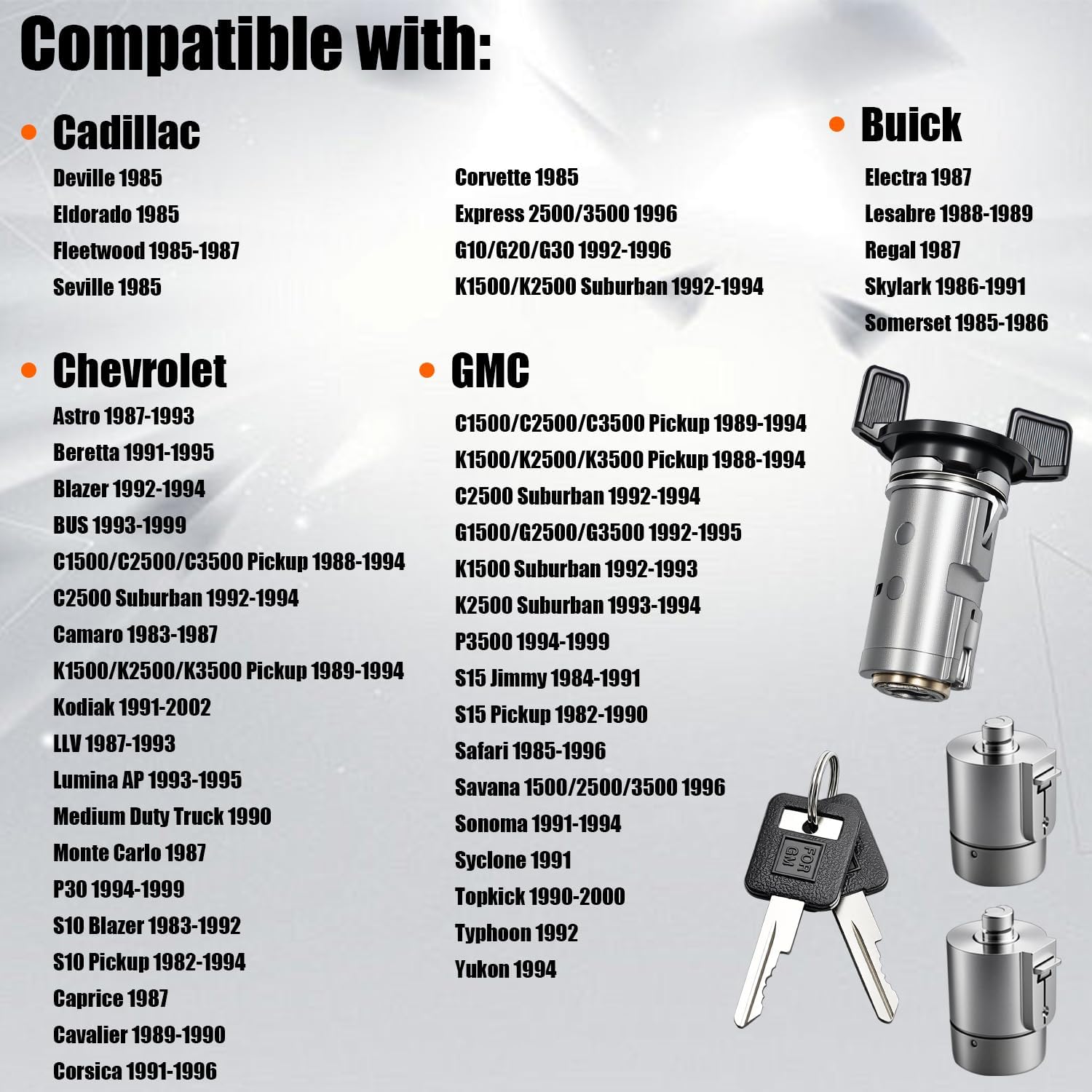 Ignition Switch & Door Lock Cylinders with Keys fit for 1982-2002 Chevy, for 1982-2000 GMC, for 1985-1991 Buick, for 1985-1987 Cadillac, Replace OE 924-791 12300443 D1414B 701400 LC1430 LC1428