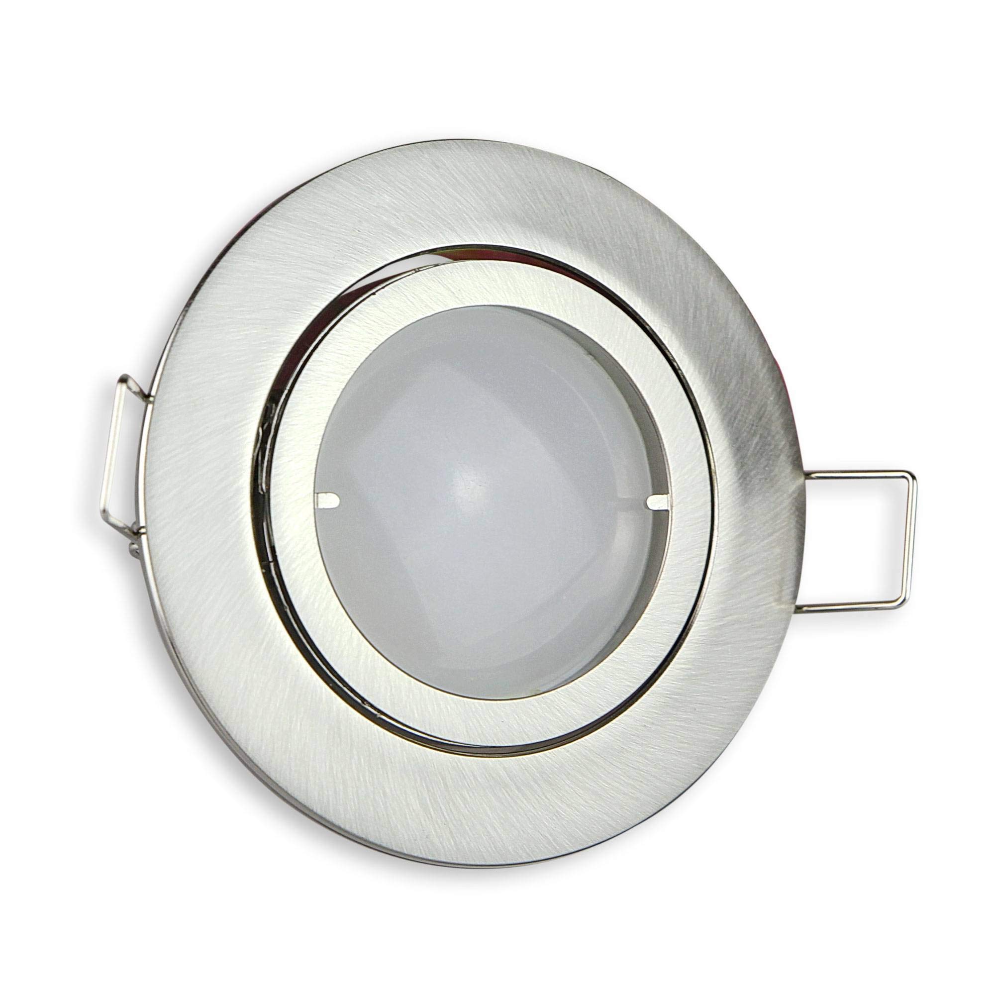 6x LED Einbaustrahler Set – 7 Watt Warmweiß, Silber, Schwenkbar Für 70mm Bohrloch