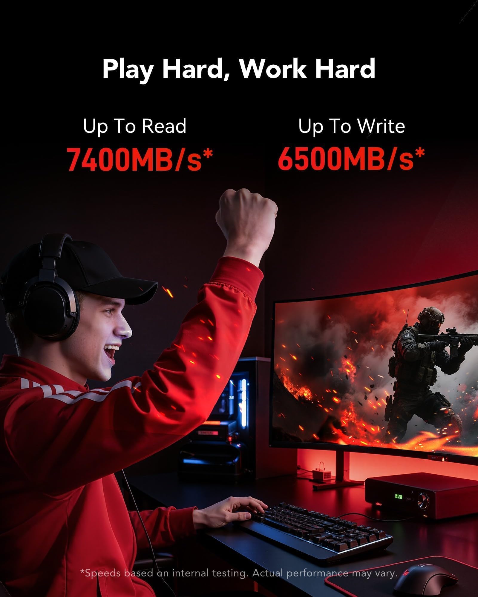 Lexar ARES SSD 2TB M.2 2280 PCIe Gen4x4 NVMe Interno – Fino a 7.400 MB/s in Lettura e 6.500 MB/s in Scrittura, SSD per PS5, PC, Laptop, Videogiochi, Creativi, Professionisti