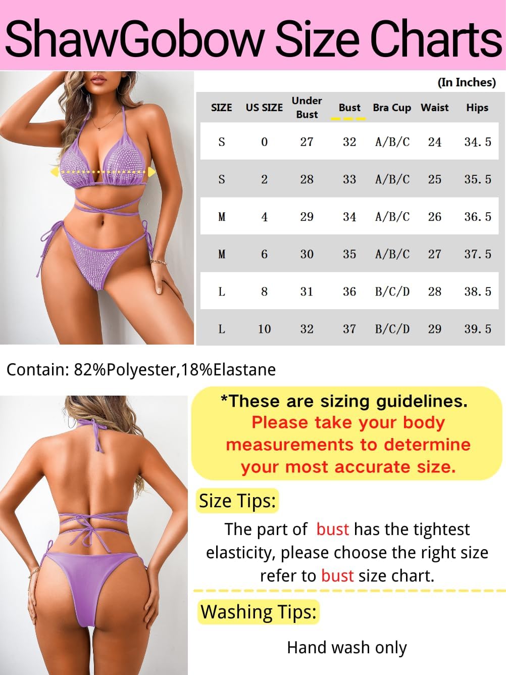 Sexy Rhinestone Bikini, Wrap, Low Rise, Thong Swimsuit - Image 7