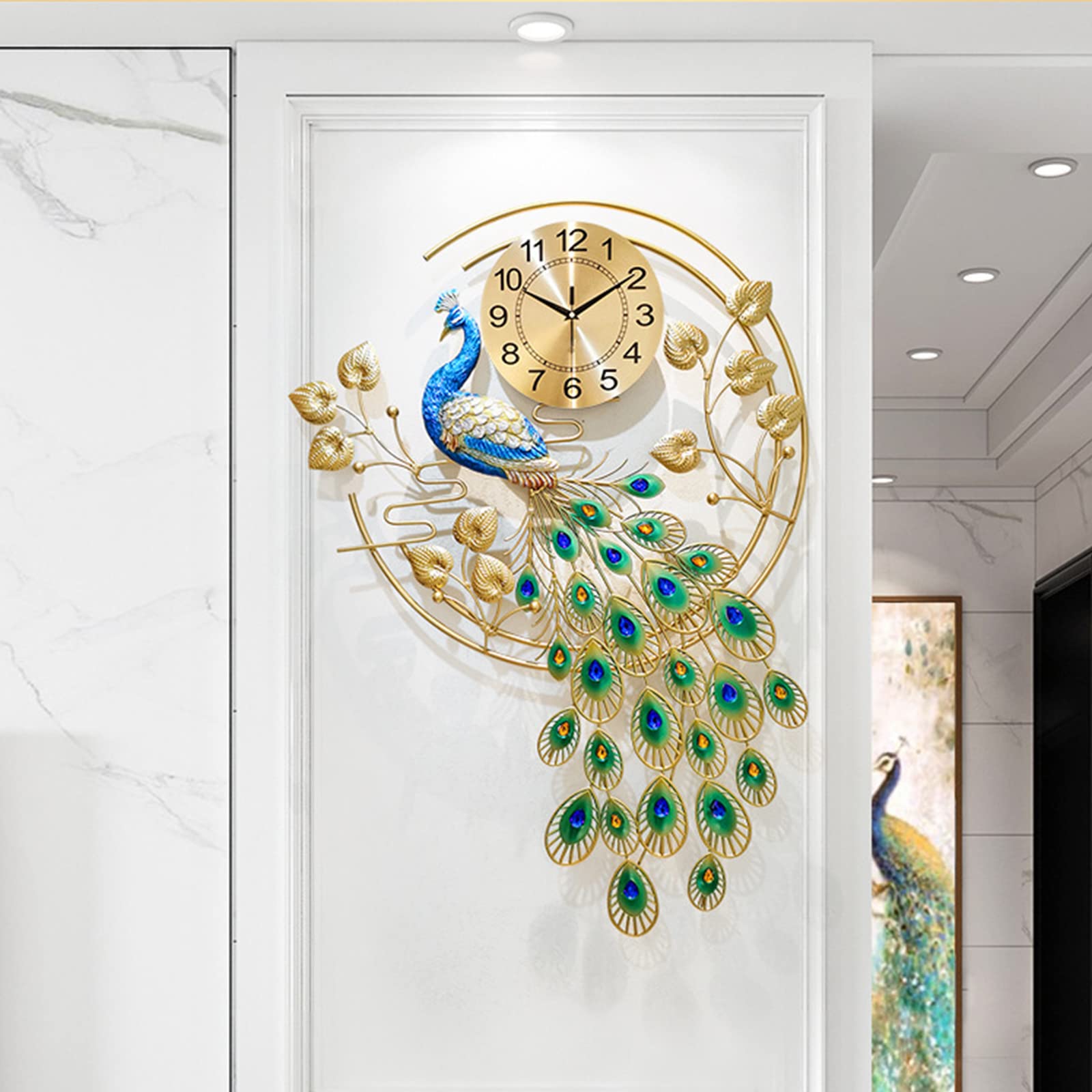 42 cm Orologio da Parete Grande e Silenzioso, Design Asimmetrico in Legno Bianco