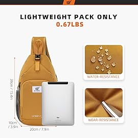 SKYSPER Sling Bag RFID Crossbody Sling Backpack Cross Body Shoulder Bag Travel Hiking Daypack for Women Men(Apricot)