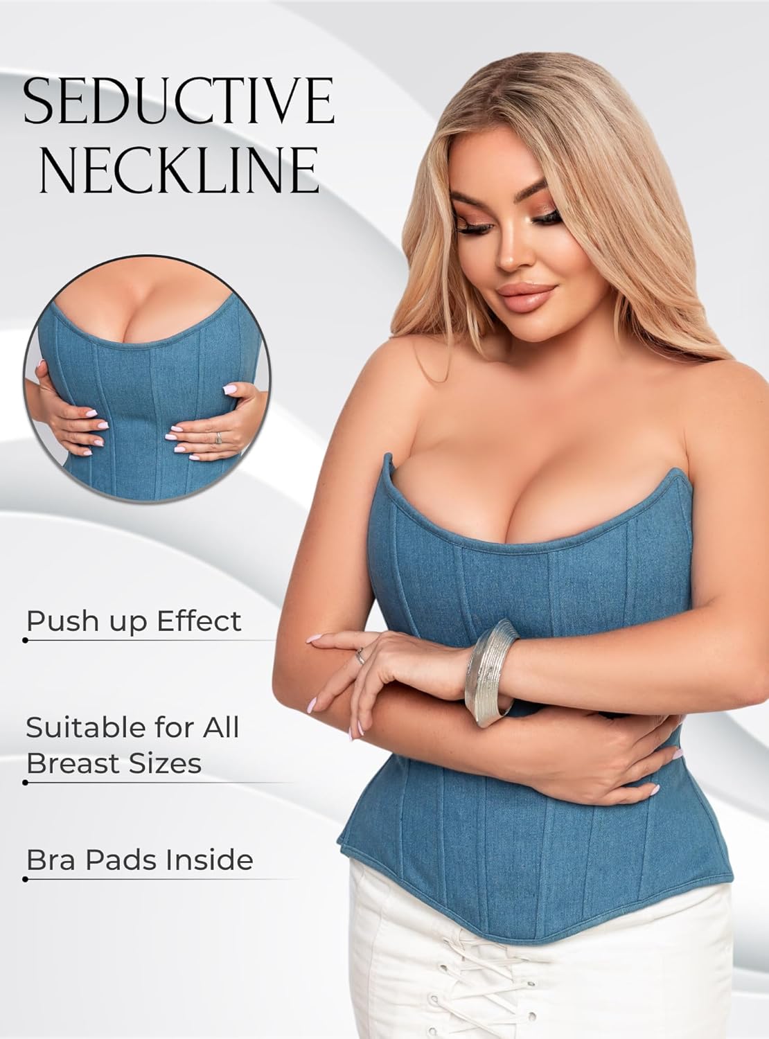 Perfect Corset NYC OVERBUST Satin Corset Top Lace up with 15 Steel Boned - Image 5