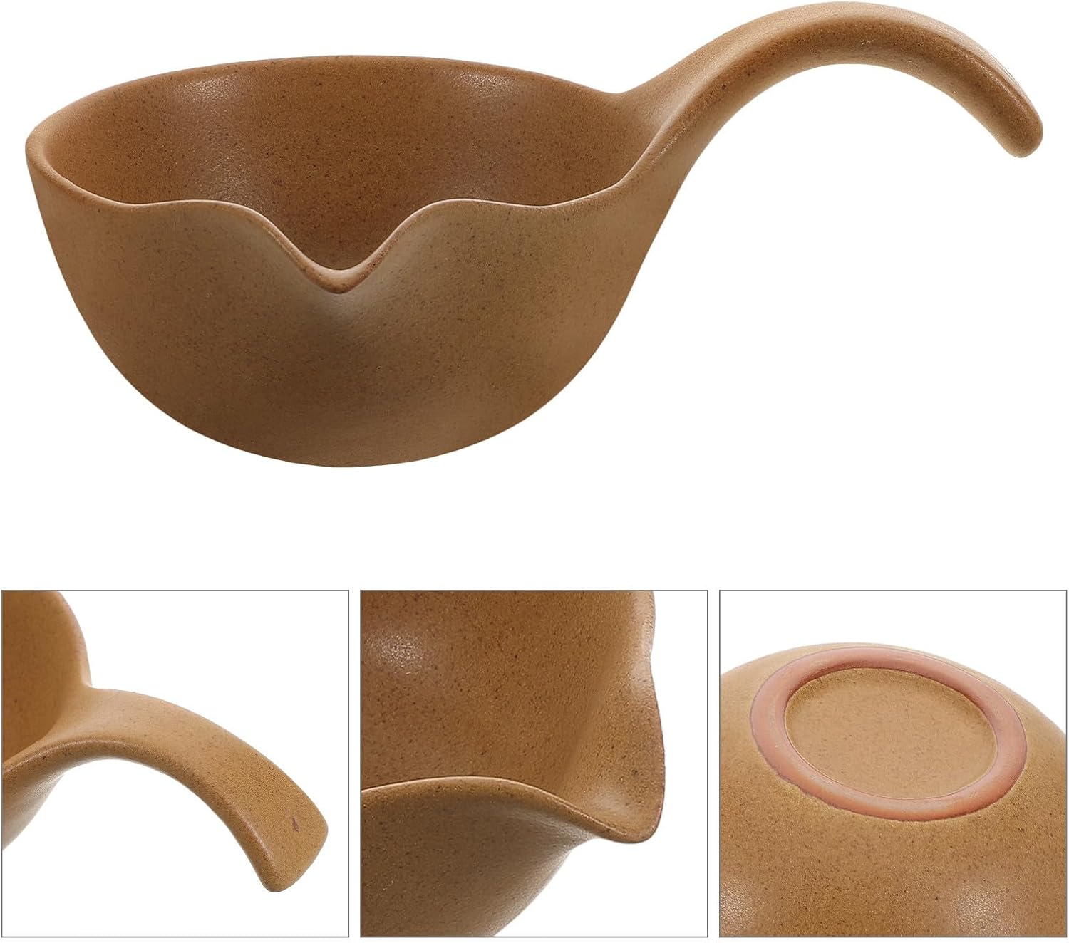 Ipetboom Ceramic Tea Scoop for Loose Leaf Tea and Coffee with Fine Craftsmanship Brown Color Unique Design Elegant Appearance