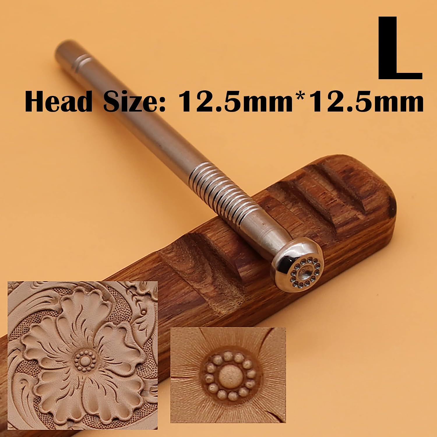 RUIQIN Leather Stamps, Flower Center Leather Stamping Tools, Professional Leather Carving Tools, Leather Crafting Tools for Leather Working and Leathercraft (S)
