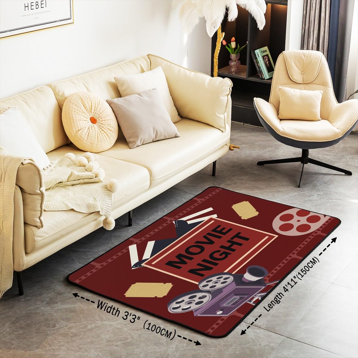jejeloiu Tappeti per soggiorno cinema per bambini cinema decorazione accento tappeto area tappeto 5x7 notte cinema tappeto interno decorazione home theater tappeto decorativo