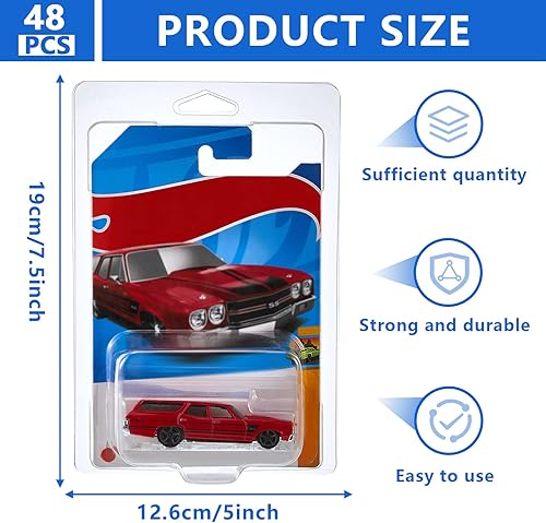 Miniatura 2 de Wesiti Paquete de 48 protectores de plástico de 7.5 x 5 x 2 pulgadas, modelo de carcasas de carro, vitrina protectora transparente, funda protectora
