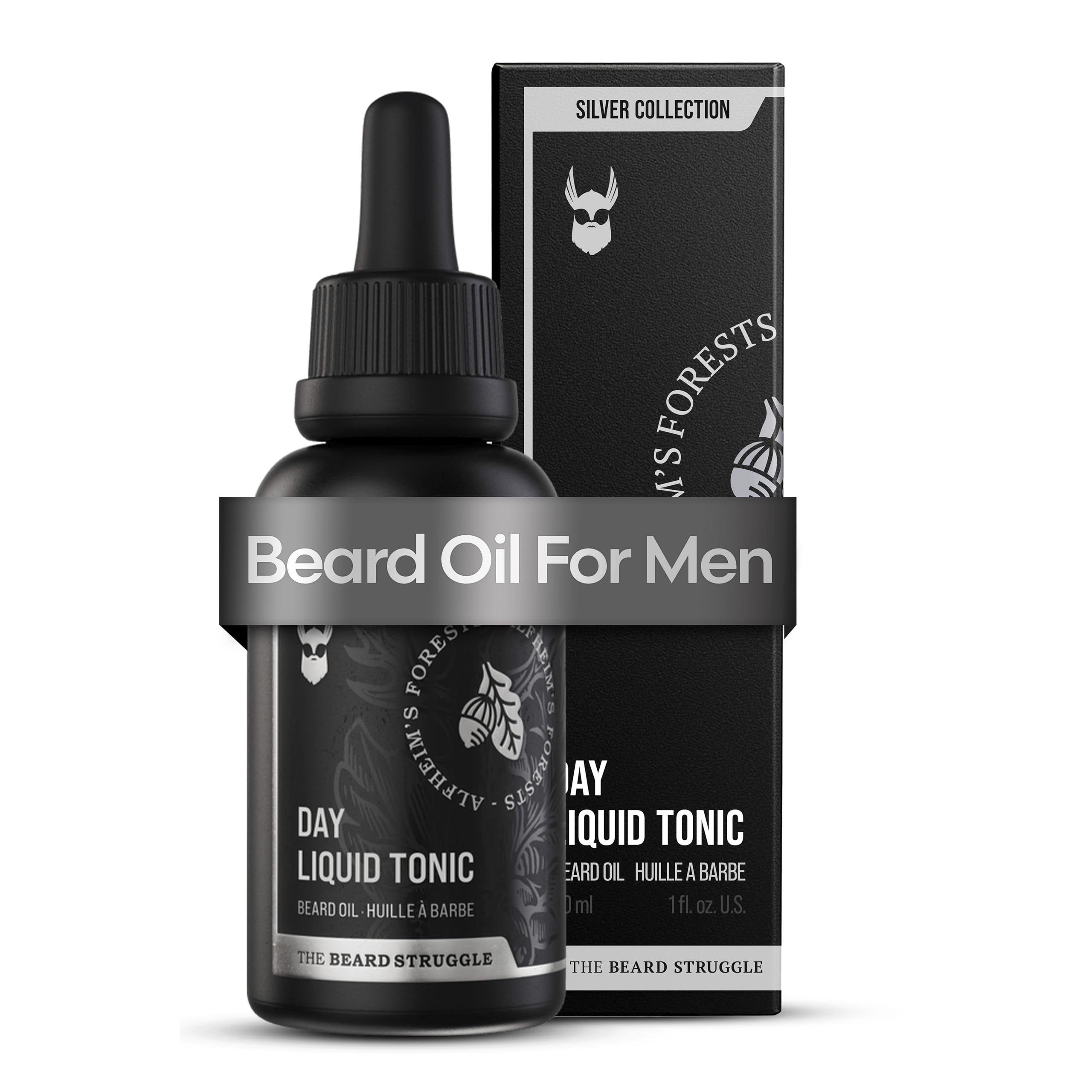 The Beard Struggle - Day Liquid Tonic Beard Oil - Silver Collection (Alfheim's Forests) - Beard Oil for Men - Moisturize, Softens Hair, Reduces Itch - Day Time Beard Growth Oil (30 ml)