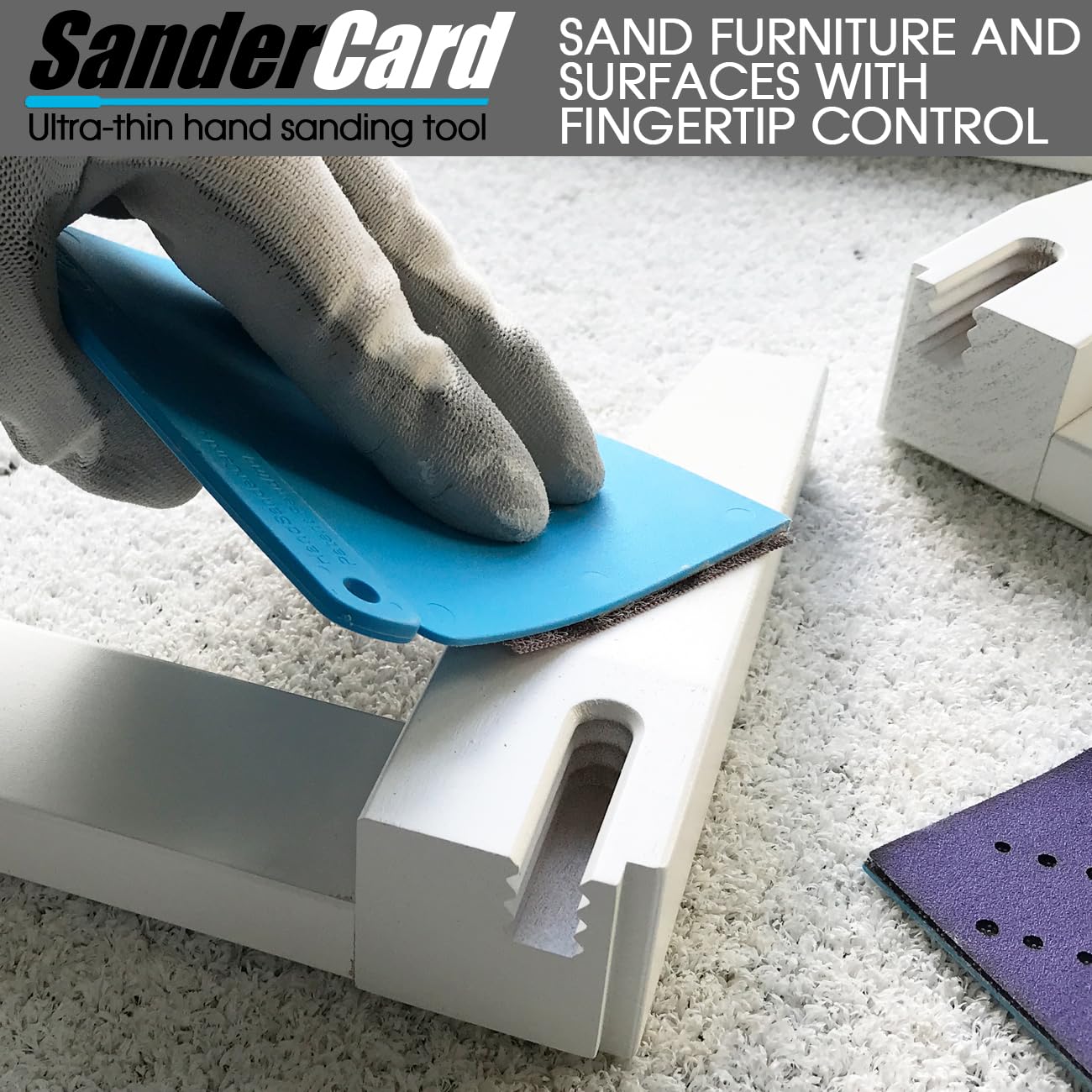 Hand Sander | Ultra-Thin Shape | Unique Sanding Action | Includes 10 Sheet Sandpaper Pack | Fits 70mm x 125mm (2.8'' x 4.92'') Sanding Block Sheets or Cut from 2-3/4'' Rolls