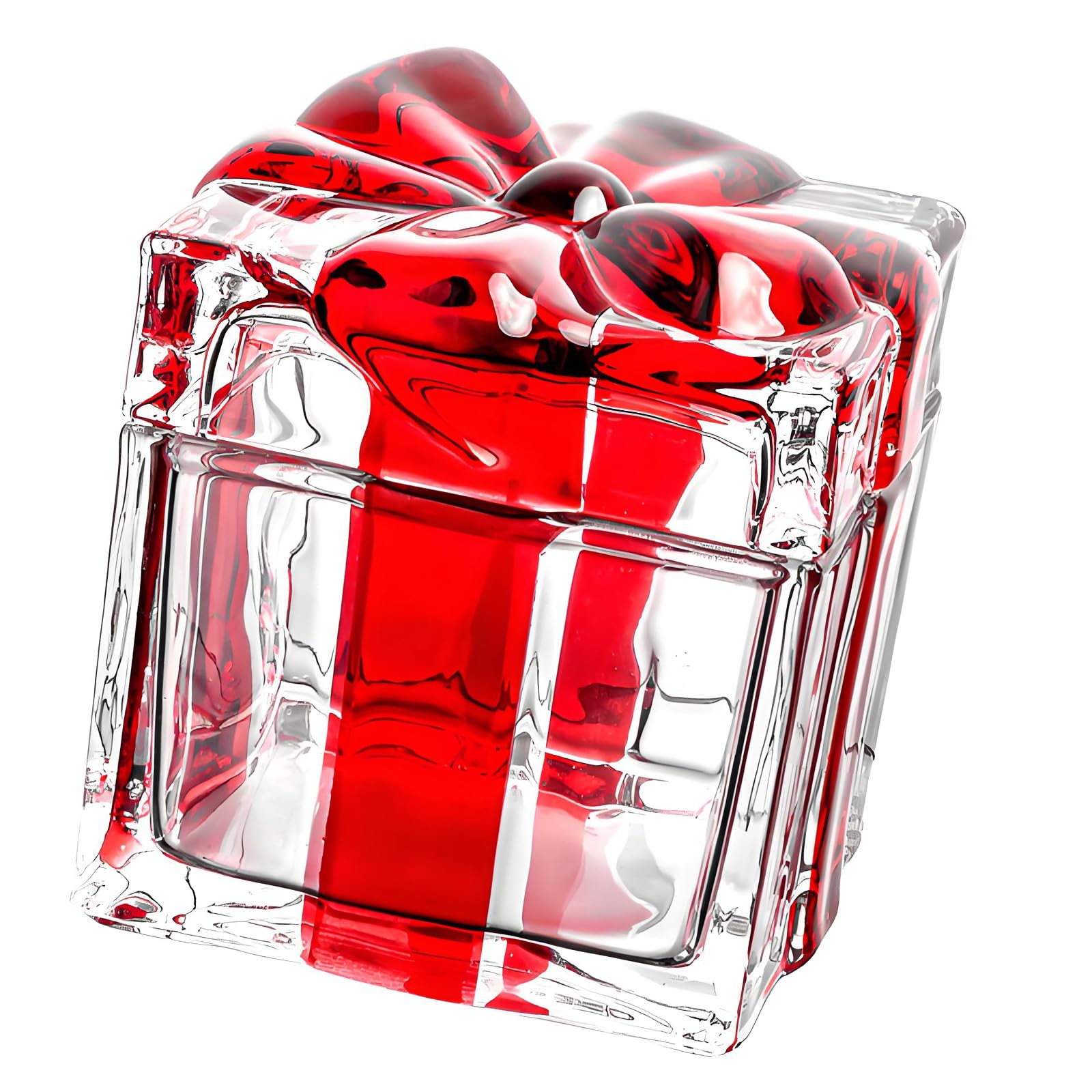Tsophreniq Bowknot Square Glass Jar with Lid Crystal Candy Dishes Glass Jewelry Box for Wedding, Christmas Party Decorative Candy Bowl Buffets Biscuit Containers