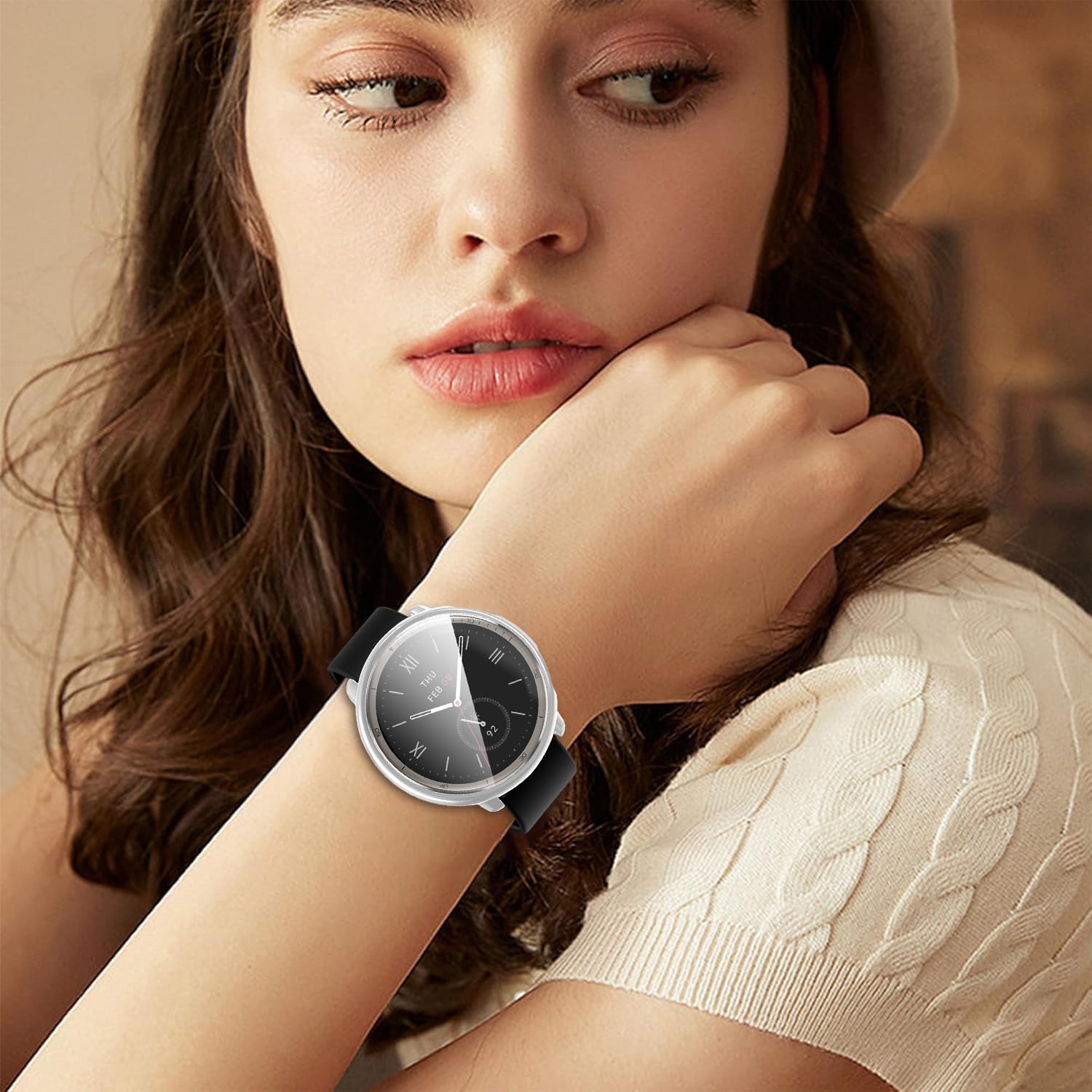 ivoler 3 sztuki etui z folią ochronną do Amazfit Active 2 (Round Edition), pełne pokrycie, odporne na uderzenia i zarysowania, cienkie, miękkie tworzywo TPU, przezroczyste + czarne + srebrne