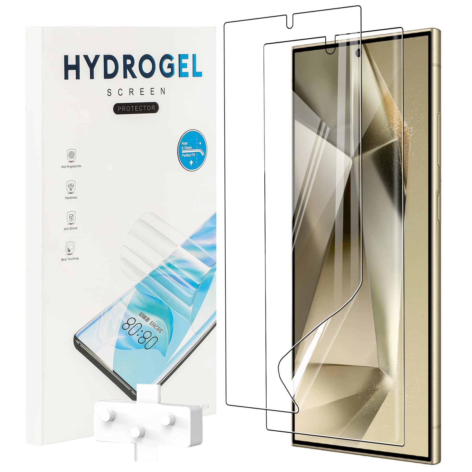 Screen Protector for Samsung Galaxy S24 Ultra, 2 Pack 3D Curved Edge HD Clear Soft TPU Screen Protector [Not Glass] Scratchproof Bubble Free [Fingerprint Unlocking] Protective Cover Film