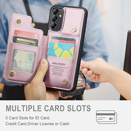 Miniatura 3 de BLLOMOON Funda para Samsung Galaxy A14 5G con tarjetero para Samsung A14 5G Ultra Wallet para mujeres y hombres, con bloqueo RFID, funda de cuero