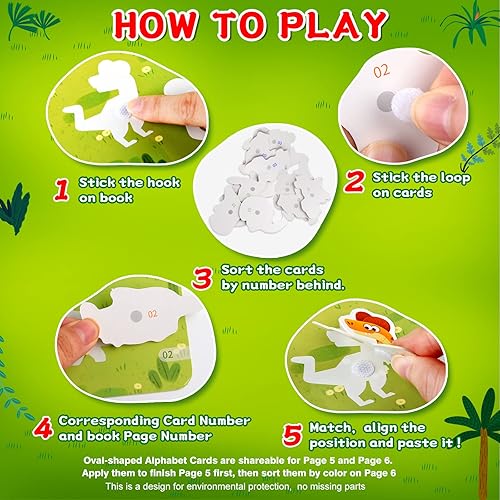 Miniatura 5 de ASTARON Montessori Toys Libro de actividades para niños pequeños de 3, 4, 5, 6 años, juguete de dinosaurio para niños preescolares, juguetes