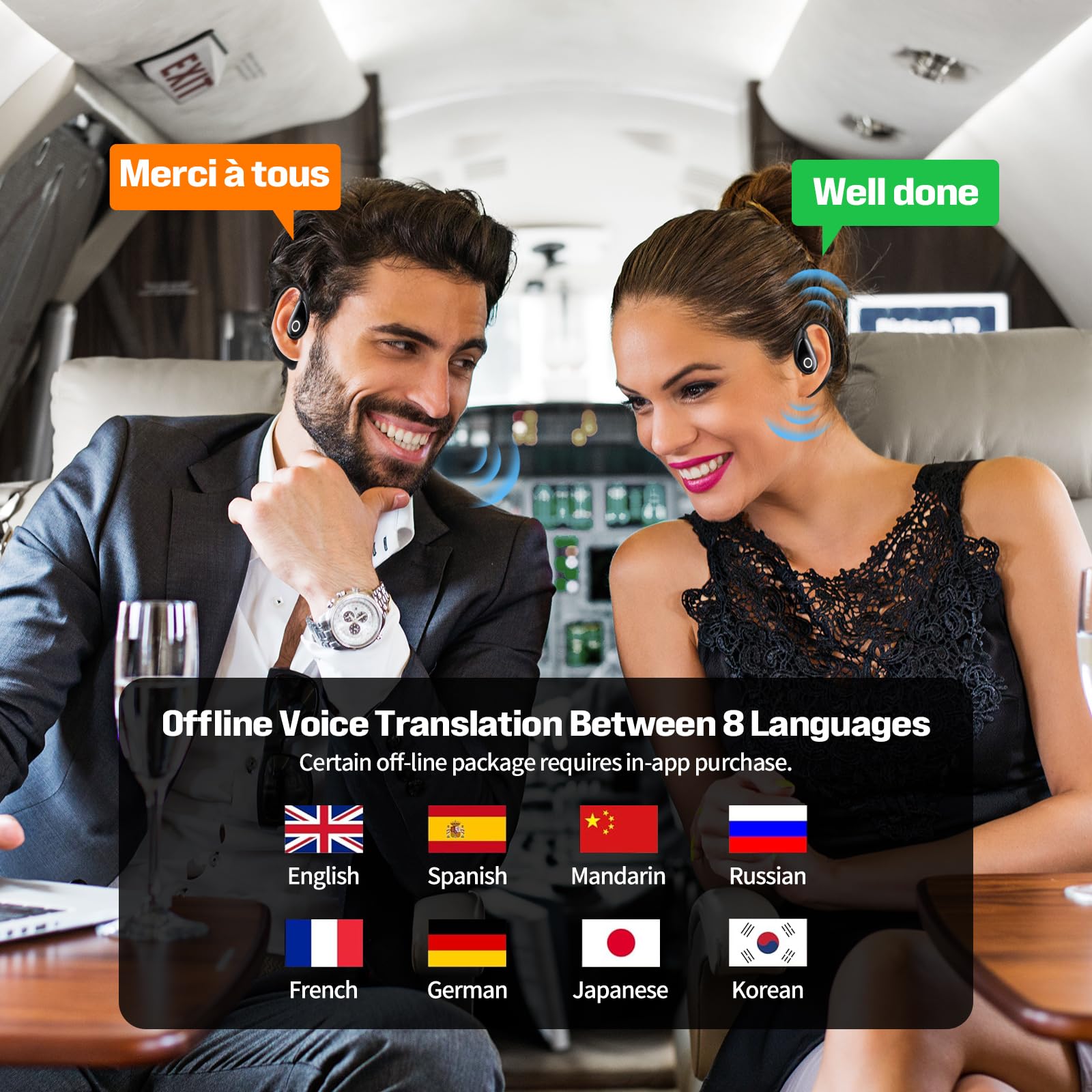 Auricolari traduttori 3 in 1 e 144 lingue e accenti, traduttore dispositivo traduttore in tempo reale, compatibile con iOS e Android, per viaggi, affari e apprendimento, M96-3, bianco latte