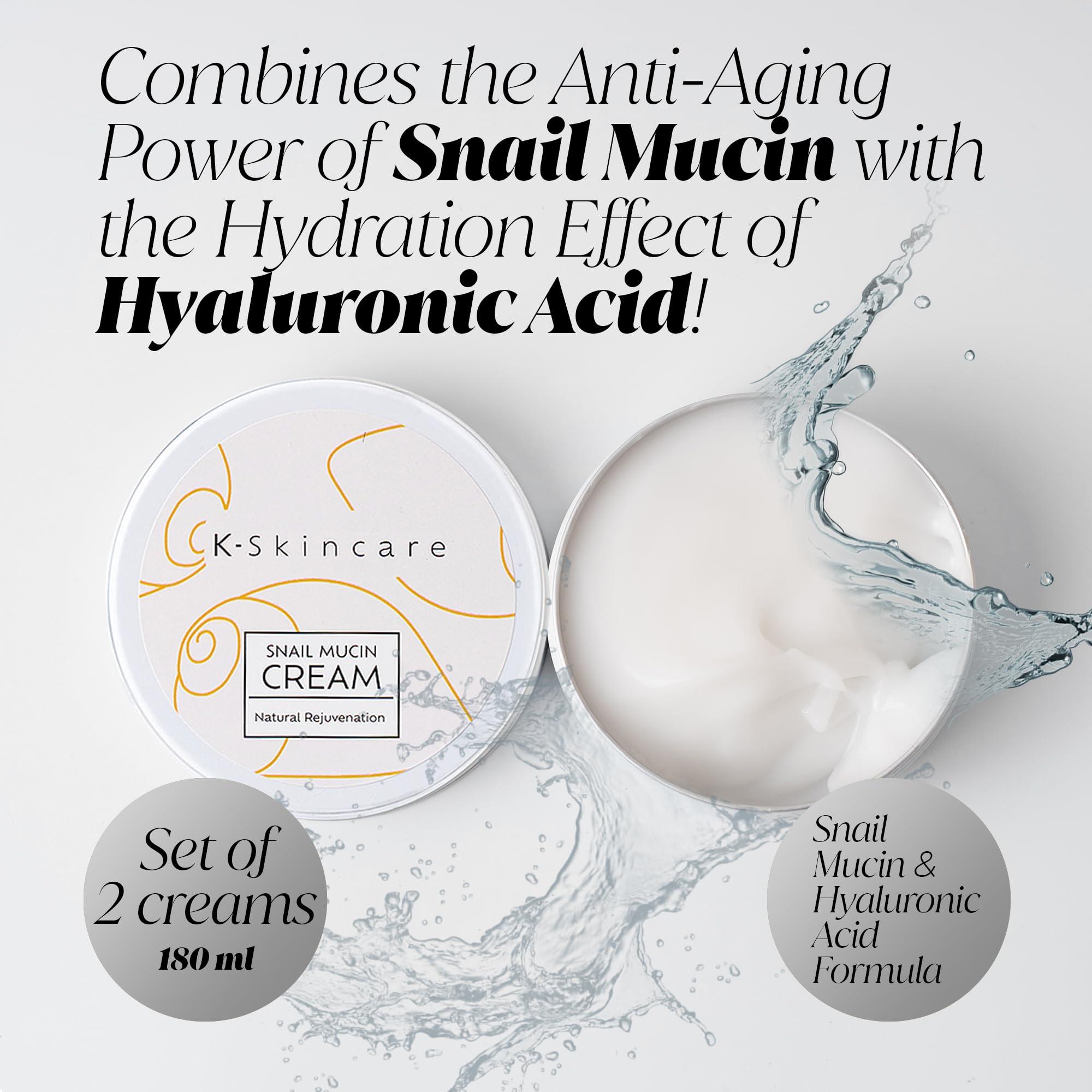 x2 Premium Snail Mucin Essence Cream with Hyaluronic Acid, Advanced Skin Repair, Deep Hydration - Image 3