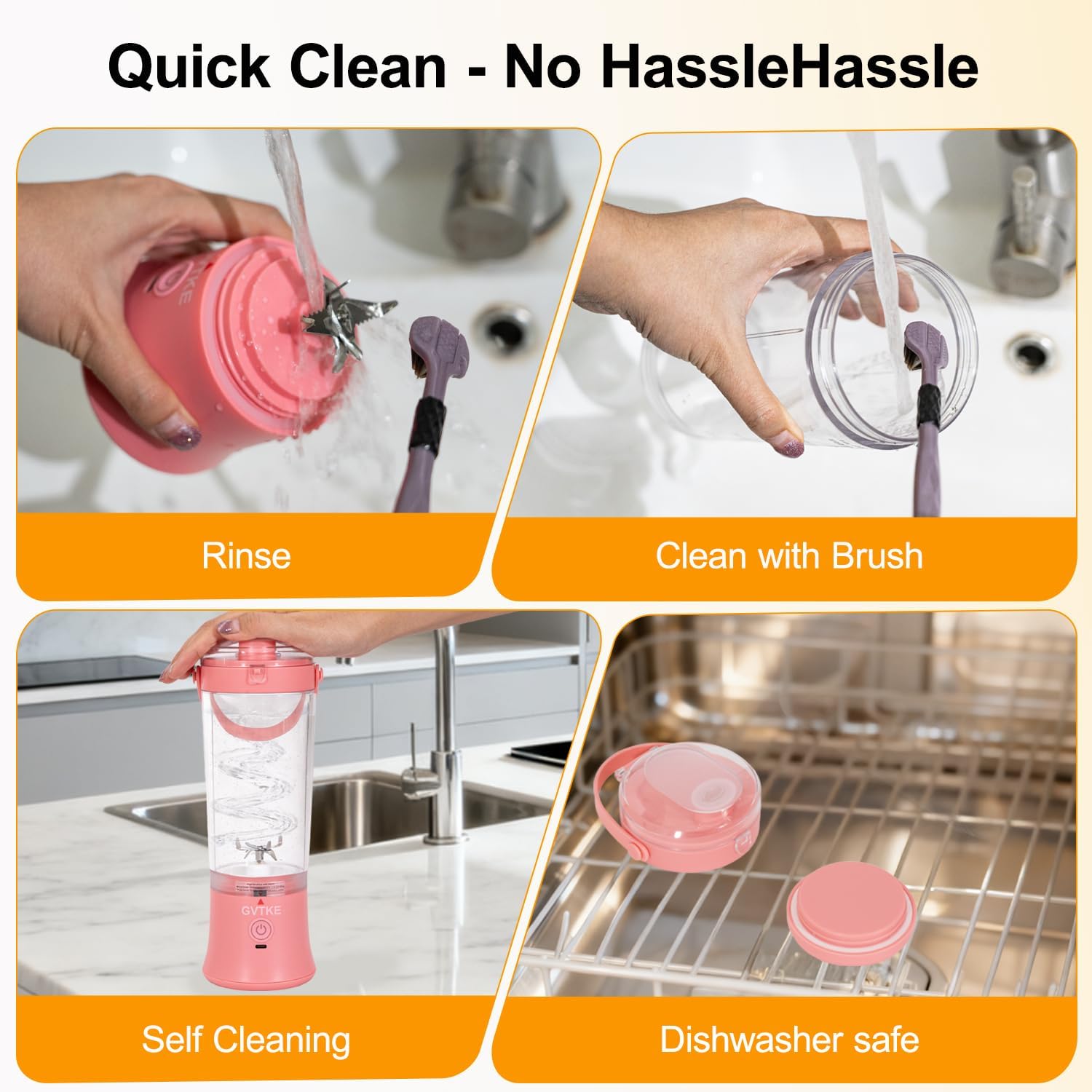 Portable Blender Dual Mode 18000RPM 20Oz Blending Cup Ice Crushing Smoothie Frozen Fruit Mini Home Gym Travel(Pink)