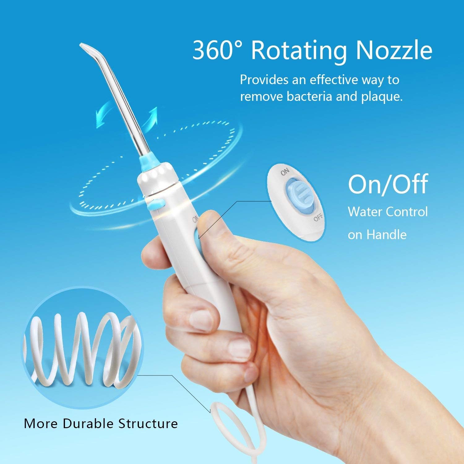 Apiker Power Dental Water Flosser, Oral Irrigator for Teeth Cleaning, Braces and Bridges Care, with 8 Multifunctional Tips, 600ML Capacity & 10 Water Pressure Levels, Professional Electric Water Pick : Beauty & Personal Care
