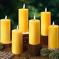 Sunwinx 6 Pack 100% Pure Beeswax Pillar Candles 2x4in - 210 Hours Long Burn, Smokeless Dripless Organic for Home, Prayer, Emergency