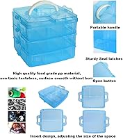 Vista 4 de Kamay's Caja de Almacenamiento de Manualidades de Plástico Transparente Apilable de 3 Niveles con Compartimentos Ajustables con Ranura, Organizador